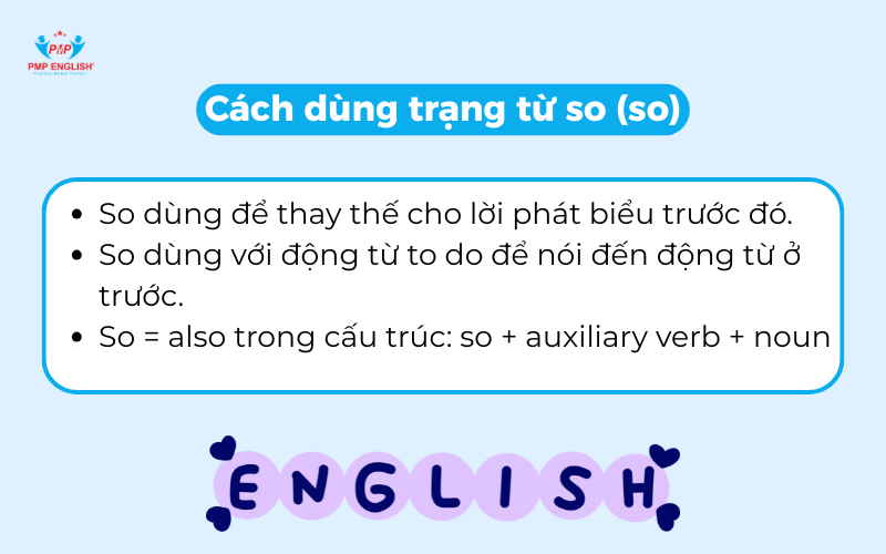 Cách dùng trạng từ so (so)