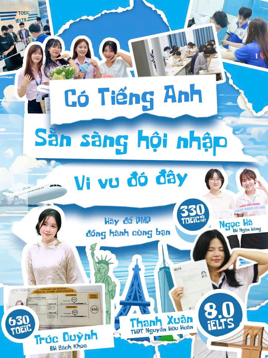 PMP English chuyên đào tạo TOEIC 4 kỹ năng, Luyện thi IELTS 6.5+, Anh văn Giao tiếp, Anh văn Thiếu nhi