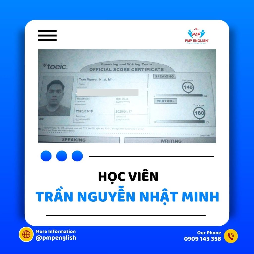 Bảng điểm TOEIC Speaking Writing học viên PMP English tháng 2